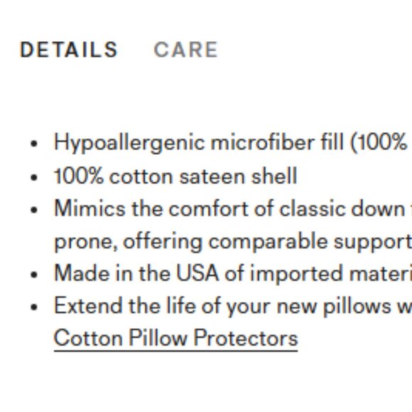 NWT QUINCE PREMIUM DOWN ALTERNATIVE DOWN STANDARD PILLOW COTTON MEDIUM / FIRM - Picture 7 of 9